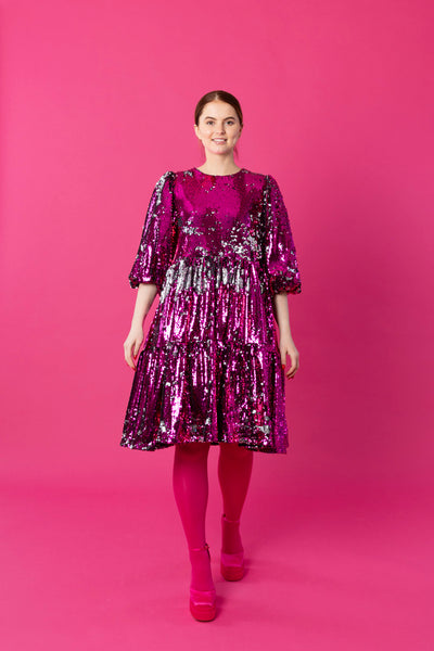 Dishy Dress - Pinkki Paljetti XL/XXL