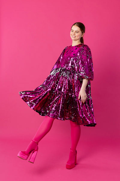 Dishy Dress - Pinkki Paljetti XL/XXL