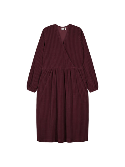 Velour Rib Dress - Burgundy