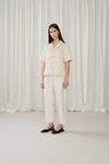 Pleated Trousers - Off White Cotton