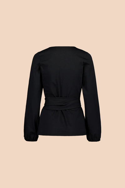 Soft Wrap Blouse - Black