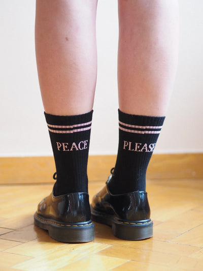 Peace Pleace Socks - Black