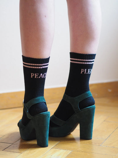 Peace Pleace Socks - Black