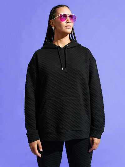 Bubble Hooded Sweater - Black