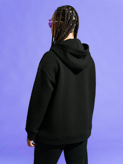 Bubble Hooded Sweater - Black