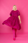 Lush Dress Puhvihihoilla - Glitter Pinkki M/L