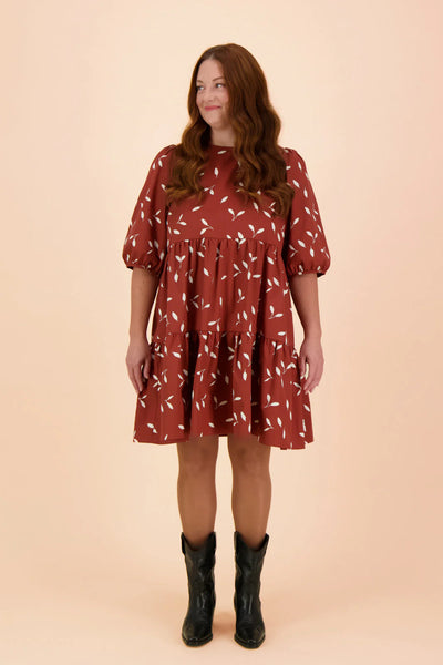 Tiered Mini Dress - Mahogany Wind