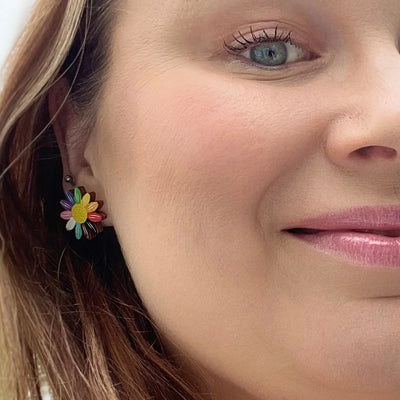 Daisy Mini Studs - Rainbow